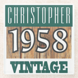 1958年の名前のヴィンテージガラスコースター ガラスコースター