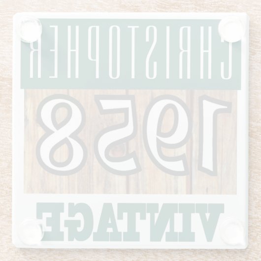 1958年の名前のヴィンテージガラスコースター ガラスコースター (裏面)