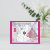 1958年の紙人形はがきの若い花嫁デビー ポストカード (スタンド正面)