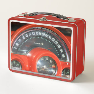 1958年式クラシックスポーツカーのスピードメーター メタルランチボックス