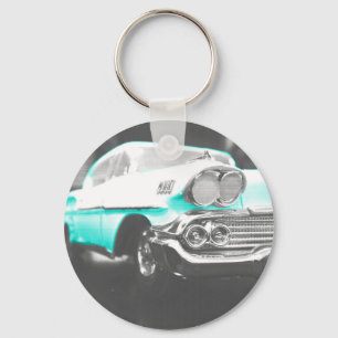 1958年式シボレーインパラの鮮やかなブルーのクラシックカー キーホルダー