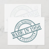 1958年生まれ 丸型ゴム印ロゴ ポストカード (正面/裏面)