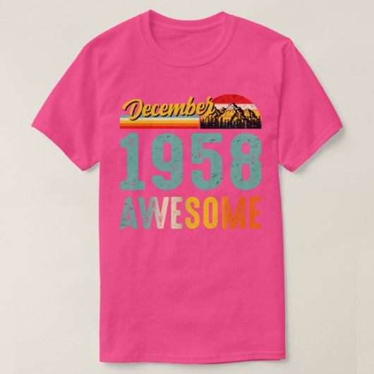 1958年12月誕生日ギフトヴィンテージ12月 Tシャツ (デザイン正面)