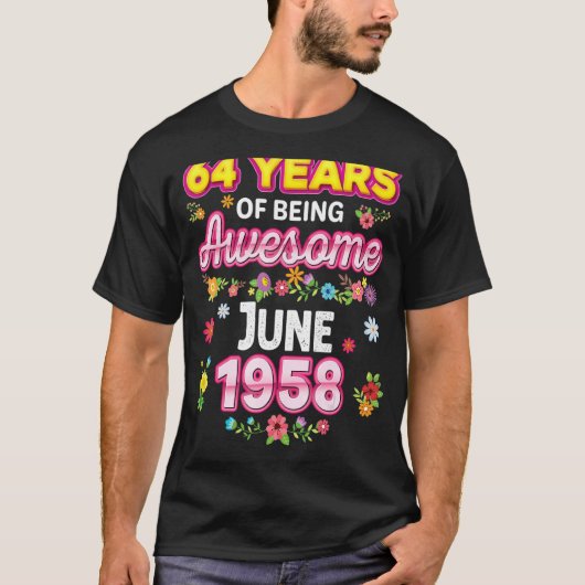 1958年6素晴らし月誕生日64年 Tシャツ (正面)