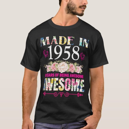 1958年65歳素晴らし誕生日 Tシャツ (正面)