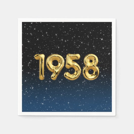1958年 スターズの誕生日バルーン スタンダードカクテルナプキン (正面)
