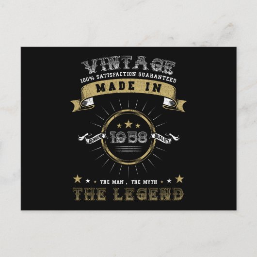 1958年 生まれ 誕生日 ビンテージ ポストカード (正面)