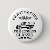 1958生まれ年のヴィンテージ生誕生月贈り物 缶バッジ (正面)