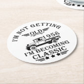 1958生まれ年のヴィンテージ生誕生月 ラウンドペーパーコースター (アングル)