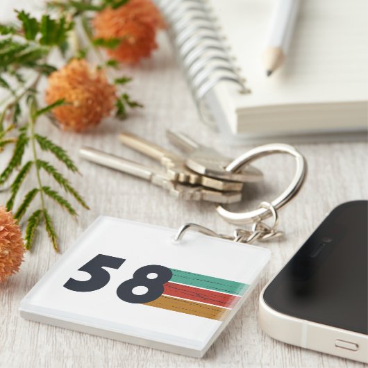 1958生まれ年のヴィンテージ誕生日 キーホルダー (正面右)