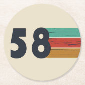 1958生まれ年のヴィンテージ誕生日 ラウンドペーパーコースター (正面)