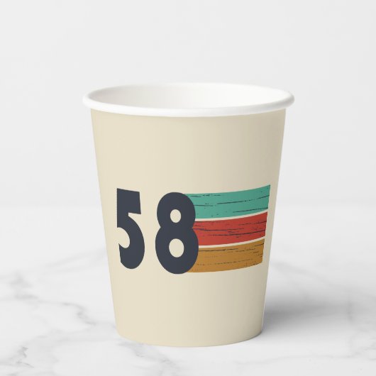 1958生まれ年のヴィンテージ誕生日 紙コップ (裏面)