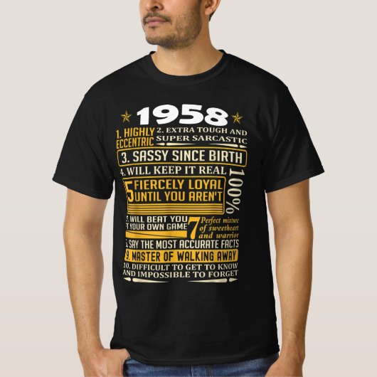 1958生まれ年の事実、1958年のレトロヴィンテージ、ハ Tシャツ (正面)