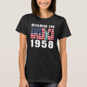 1958生まれ年アメリカ合衆国の自由アメリカ国旗 Tシャツ (正面)
