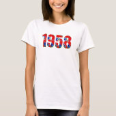 1958生まれ年バースデーパーティーハワイアンレッドブルー Tシャツ (正面)