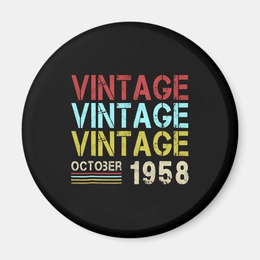 1958生まれ年10月シャツレトロヴィンテージ60th Birt マグネット (正面)