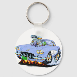 1958-60年のコルベットの淡いブルーの車 キーホルダー