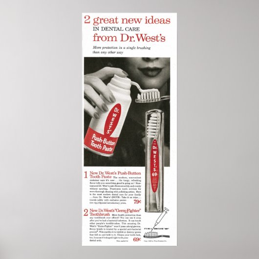 1958 Dr. West toothpaste ポスター (正面)