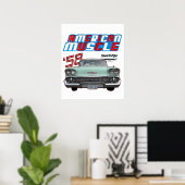 1958,Impala,Rockabilly,rusty car,distressed,Tailfi ポスター (ホームオフィス)