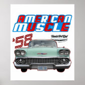 1958,Impala,Rockabilly,rusty car,distressed,Tailfi ポスター (正面)
