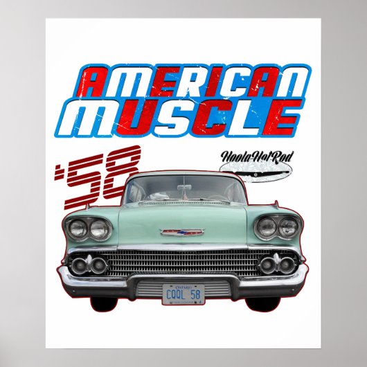 1958,Impala,Rockabilly,rusty car,distressed,Tailfi ポスター (正面)