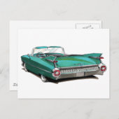 1959キャデラックティール(緑がかった色)車 ポストカード (正面/裏面)