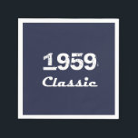 1959クラシック年60th Birthday Partyお祝い スタンダードカクテルナプキン<br><div class="desc">1959クラシック年60th Birthday Partyお祝い・コレクション。レトロな外観のためのダークブルーの背景60番目の誕生祝いデザイン。1959カスタマイズ年この誕生日パーティーの一種パーソナライズされたにする。TLS素晴らしデザインからのデザイン。</div>