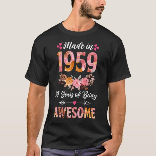 1959年に作られたフローラ64歳64誕生日ギフト Tシャツ (正面)