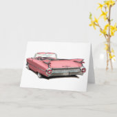 1959年のキャデラックのピンク車 カード (黄色い花)