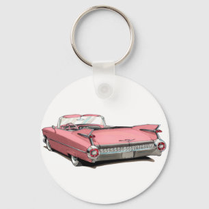 1959年のキャデラックのピンク車 キーホルダー