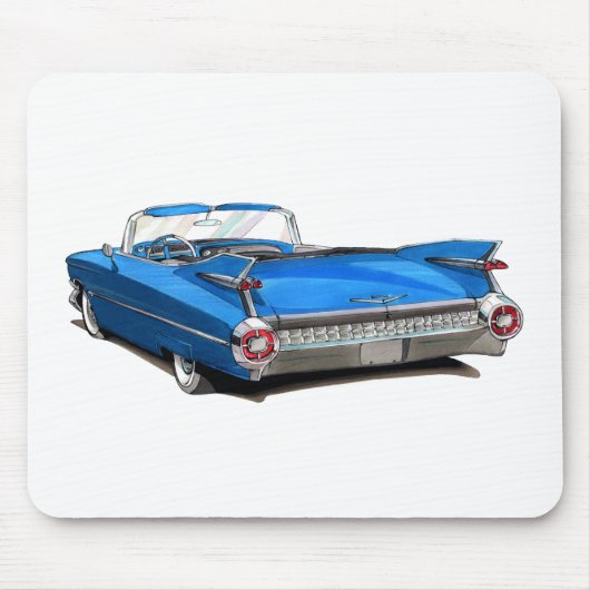 1959年のキャデラックの青車 マウスパッド (正面)