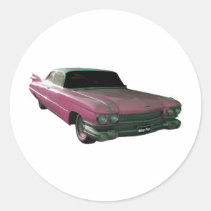 1959年のCaddilacの大きいピンクのひれ ラウンドシール