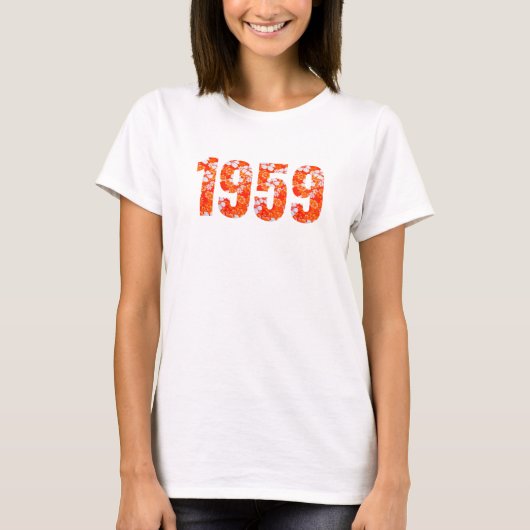 1959年生まれ誕生日パーティーハワイアンフローラTシャツ Tシャツ (正面)