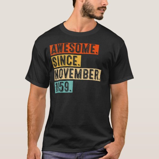 1959年11素晴らし月以来63番目の誕生日 Tシャツ (正面)
