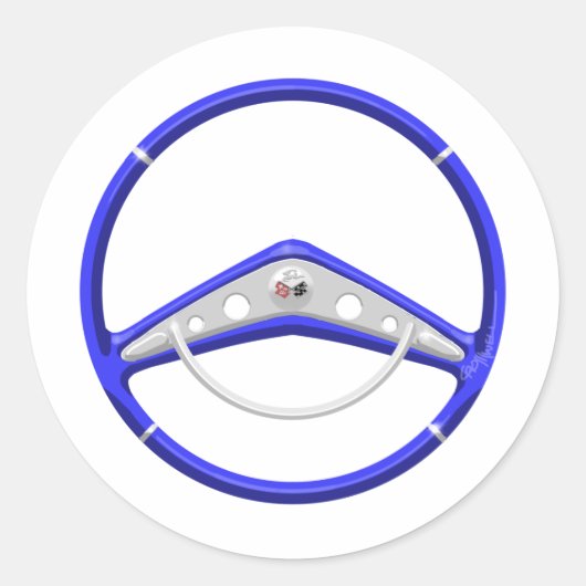 1959青いシボレーのステアリングホイール ラウンドシール (正面)