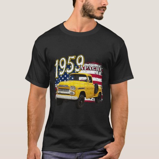 1959 59 Apache Truck 4th Of 7月アメリカ Tシャツ (正面)