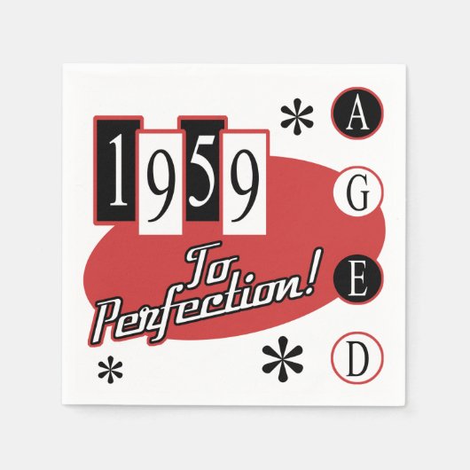 1959 60th誕生日ミッドセンチュリー スタンダードカクテルナプキン (正面)