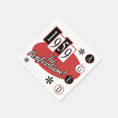 1959 60th誕生日ミッドセンチュリー スタンダードカクテルナプキン (角)