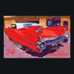1959-Cadillac smoothflow ポスター<br><div class="desc">red 59 cadillac convertible,  pop art</div>