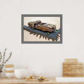 1959 Chevy Impala, junkyard Car, クラシック車,アート ポスター (キッチン)