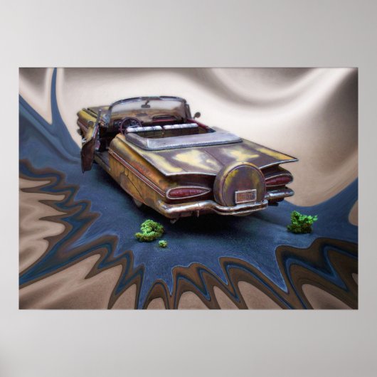 1959 Chevy Impala, junkyard Car, クラシック車，アート ポスター (正面)