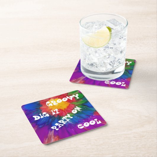 1960のスタイルスクエアカラフル紙コースター スクエアペーパーコースター (インサイチュ)