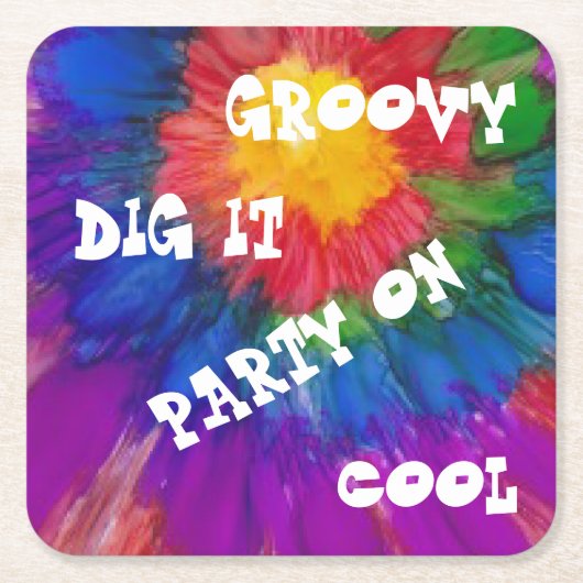 1960のスタイルスクエアカラフル紙コースター スクエアペーパーコースター (正面)