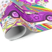 1960のテーマGroovy Girlパーティー誕生日 ラッピングペーパー (ロールコーナー)