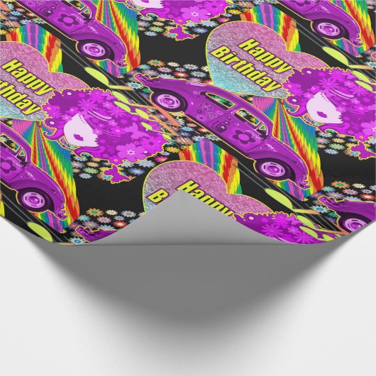 1960のテーマGroovy Girlパーティー誕生日 ラッピングペーパー (角)