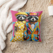 1960カラフル年アライグマモダン クッション (ブランケット)