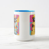 1960カラフル年アライグマモダン ツートーンマグカップ (中央)