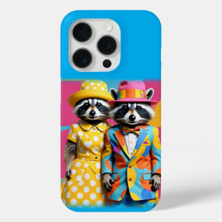1960カラフル年アライグマモダン iPhone 15 PROケース