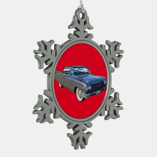 1960キャデラッククラシックラグジュアリーカー スノーフレークピューターオーナメント (左)