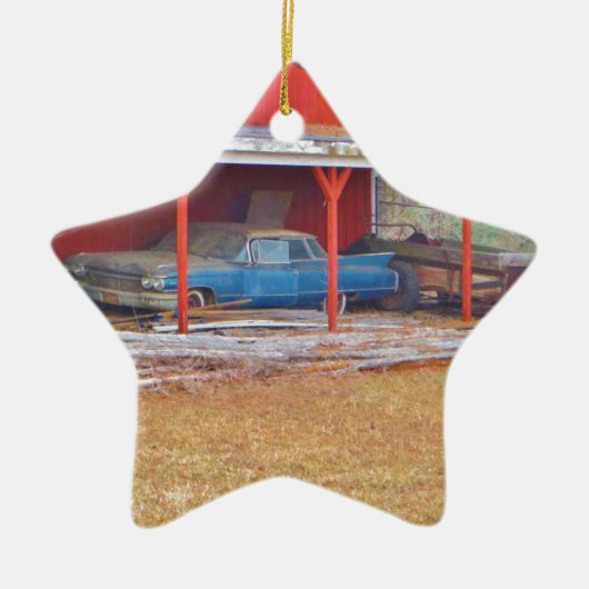 1960ブルーサダンドデビルアンティーク車 セラミックオーナメント (正面)